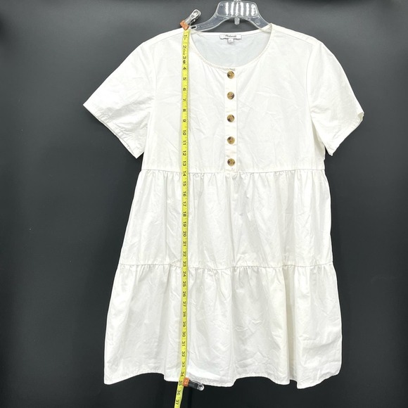 Madewell Button Front Short Sleeve Tiered Mini Dress White Size Large - Picture 7 of 9